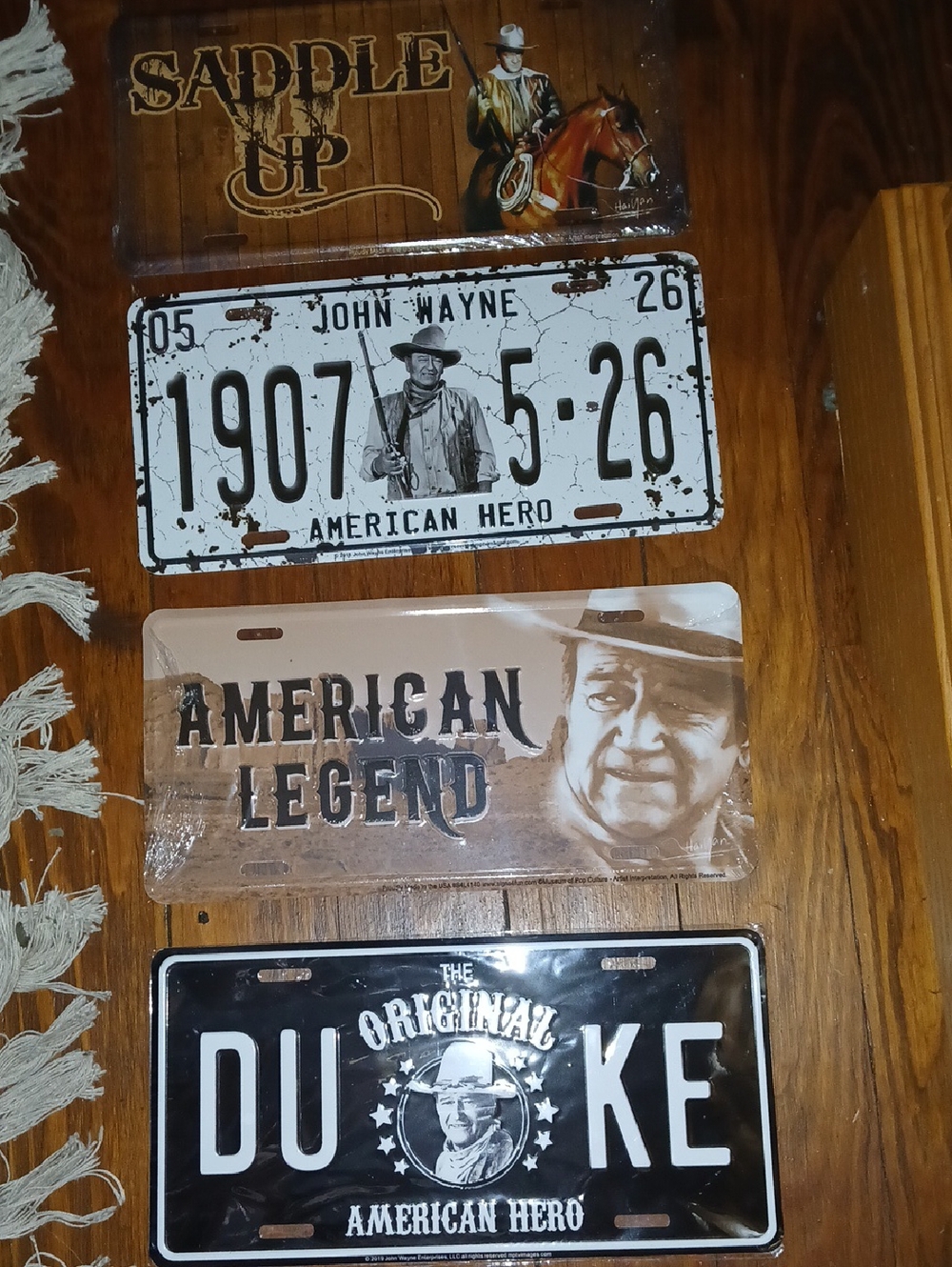 John Wayne American Legend License Plate Set - Brown & Black